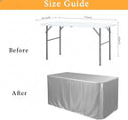 2 Pack Table Clothes for 6 Foot Rectangle Tables, Silver in 6FT | 2 Pack in Silver, alternate view 3