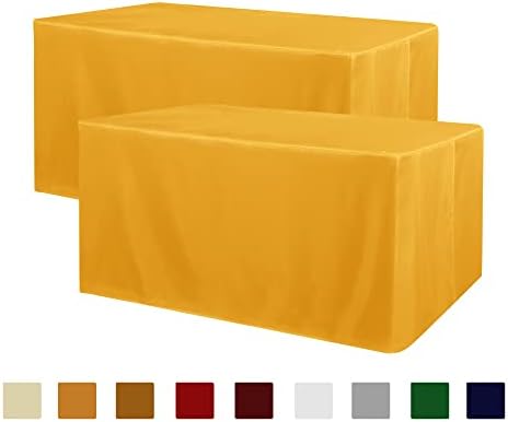 2 Pack Table Clothes for 6 Foot Rectangle Tables - Water Resistant Washable Fabric Polyester Rectangle Table