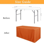 2 Pack Table Clothes for 6 FT Rectangle Tables, Orange in 6FT | 2 Pack in Orange, alternate view 3