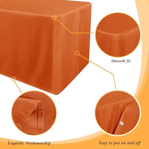 2 Pack Table Clothes for 6 FT Rectangle Tables, Orange in 6FT | 2 Pack in Orange, alternate view 5