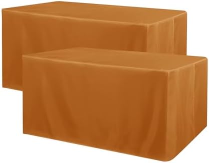 2 Pack Table Clothes for 8 Foot Rectangle Tables, Bronze in 8FT | 2 Pack in Bronze