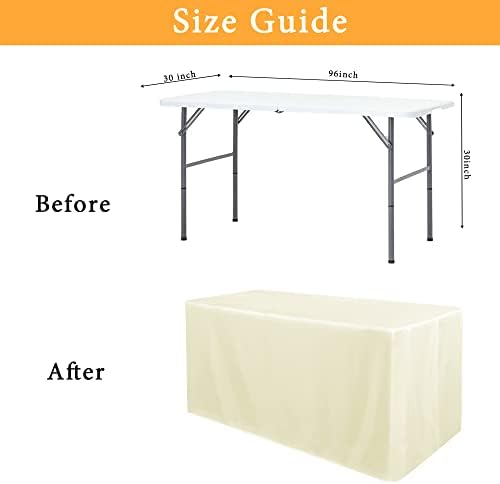 2 Pack Table Clothes for 8 Foot Rectangle Tables, Cream in 8FT | 2 Pack in Cream, alternate view 3