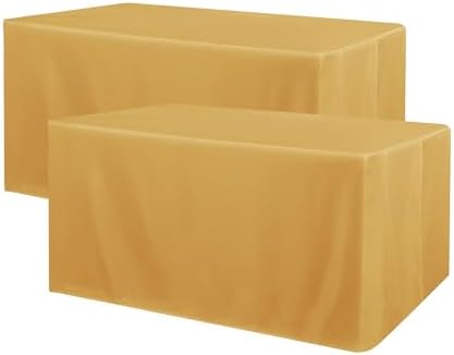 2 Pack Table Clothes for 8 Foot Rectangle Tables, Gold in 8FT | 2 Pack in Gold