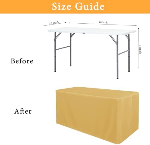 2 Pack Table Clothes for 8 Foot Rectangle Tables, Gold in 8FT | 2 Pack in Gold, alternate view 3
