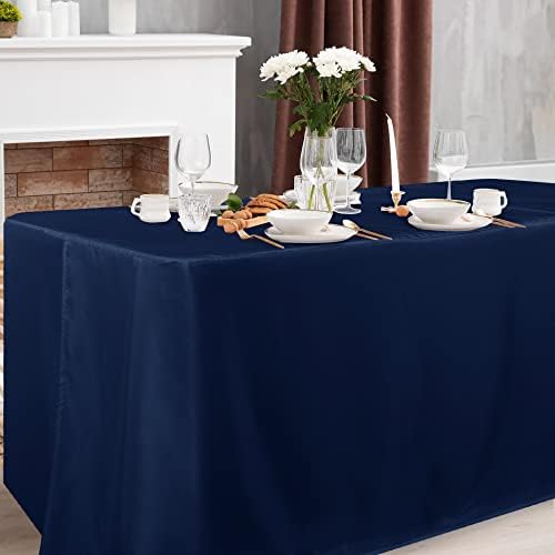2 Pack Table Clothes for 8 Foot Rectangle Tables, Navy in 8FT | 2 Pack in Navy Blue, alternate view 2
