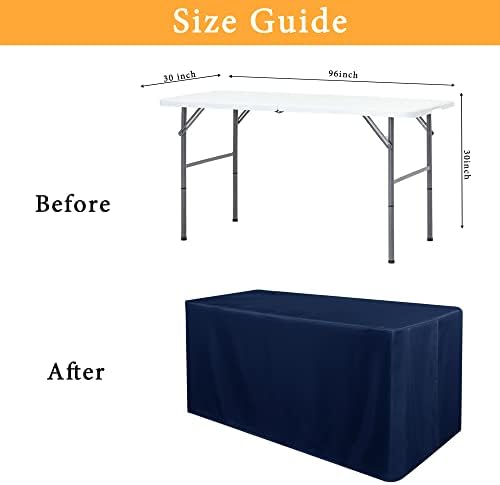 2 Pack Table Clothes for 8 Foot Rectangle Tables, Navy in 8FT | 2 Pack in Navy Blue, alternate view 3