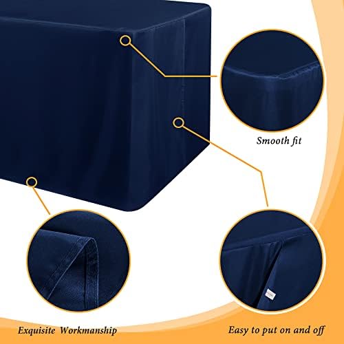 2 Pack Table Clothes for 8 Foot Rectangle Tables, Navy in 8FT | 2 Pack in Navy Blue, alternate view 5