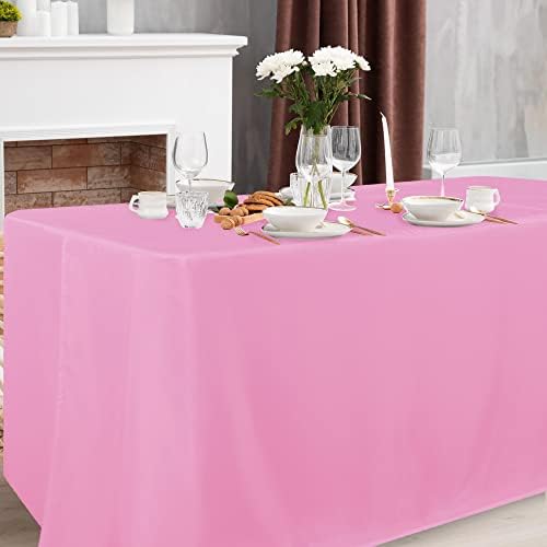2 Pack Table Clothes for 8 Foot Rectangle Tables, Pink in 8FT | 2 Pack in Pink, alternate view 2