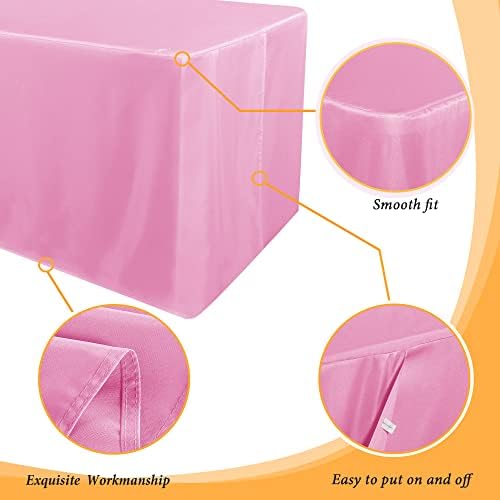 2 Pack Table Clothes for 8 Foot Rectangle Tables, Pink in 8FT | 2 Pack in Pink, alternate view 5