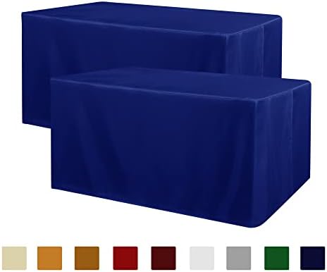 2 Pack Table Clothes for 8 Foot Rectangle Tables, Royal Blue in 8FT | 2 Pack in Royal Blue
