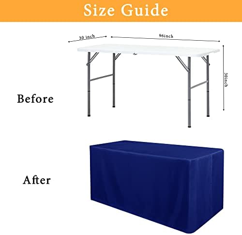 2 Pack Table Clothes for 8 Foot Rectangle Tables, Royal Blue in 8FT | 2 Pack in Royal Blue, alternate view 3