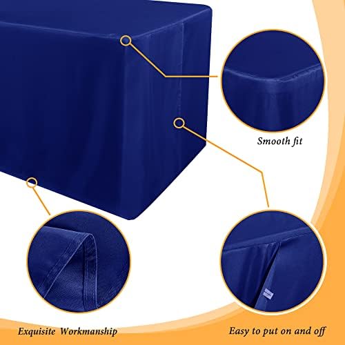 2 Pack Table Clothes for 8 Foot Rectangle Tables, Royal Blue in 8FT | 2 Pack in Royal Blue, alternate view 5