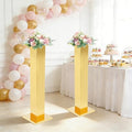 2 Pack Tall Gold Vases for Centerpieces, 39.3" Stainless Steel Column Geometric Centerpieces Wedding Flower