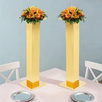 2 Pack Tall Gold Vases for Centerpieces, 39.3" Stainless Steel Column Geometric Centerpieces Wedding Flower, alternate view 4