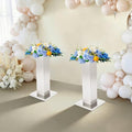 2 Pack Tall Silver Vases for Centerpieces, 23.6" Stainless Steel Column Geometric Centerpieces Wedding Flower