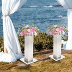 2 Pack Tall Silver Vases for Centerpieces, 23.6" Stainless Steel Column Geometric Centerpieces Wedding Flower, alternate view