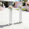 2 Pack Tall Silver Vases for Centerpieces, 39.3" Stainless Steel Column Geometric Centerpieces Wedding Flower