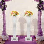 2 Pack Tall Silver Vases for Centerpieces, 39.3" Stainless Steel Column Geometric Centerpieces Wedding Flower, alternate view