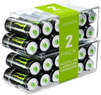 2 Pack Tall Skinny Can Organizer for Refrigerator, Stackable Large Soda Cans of 16oz & 17oz Beverage Energy