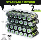 2 Pack Tall Skinny Can Organizer for Refrigerator, Stackable Large Soda Cans of 16oz & 17oz Beverage Energy, alternate view 2