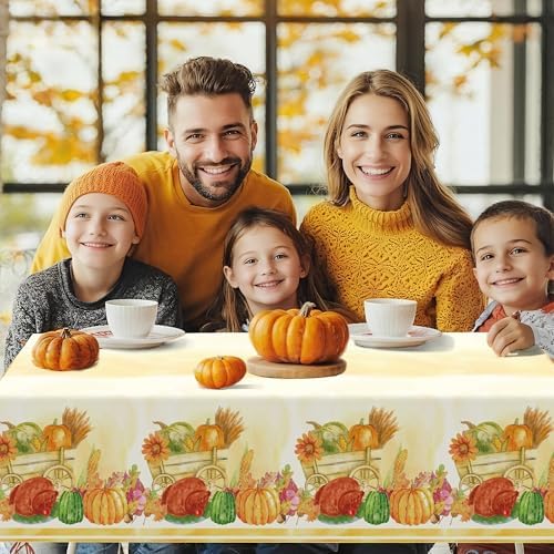 2 Pack Thanksgiving Tablecloths, Thanksgiving Decorations 54x108 Inch Plastic Table Cloth Rectangle Table, alternate view 2