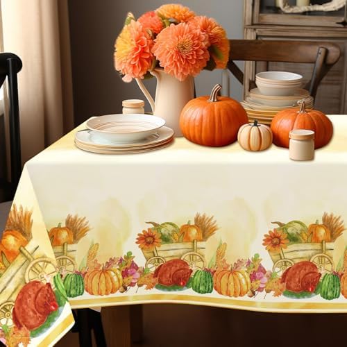 2 Pack Thanksgiving Tablecloths, Thanksgiving Decorations 54x108 Inch Plastic Table Cloth Rectangle Table, alternate view 3