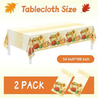 2 Pack Thanksgiving Tablecloths, Thanksgiving Decorations 54x108 Inch Plastic Table Cloth Rectangle Table, alternate view 5