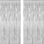 2 Pack Tinsel Backdrop, 3.28 FT x 7.05 FT Birthday Party Decorations, Silver Party Streamer Fringe Curtains Foil