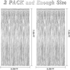 2 Pack Tinsel Backdrop, 3.28 FT x 7.05 FT Birthday Party Decorations, Silver Party Streamer Fringe Curtains Foil, alternate