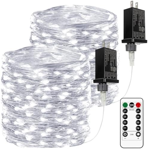 2 Pack Total 132FT 400 LED Fairy Lights with Remote, Plug in Twinkle Lights in Cool