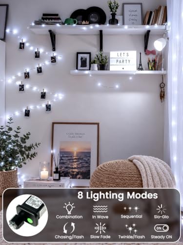 2 Pack Total 132FT 400 LED Fairy Lights with Remote, Plug in Twinkle Lights in Cool, alternate view 2