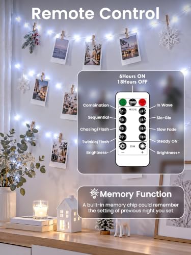 2 Pack Total 132FT 400 LED Fairy Lights with Remote, Plug in Twinkle Lights in Cool, alternate view 5