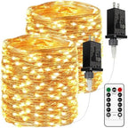 2 Pack Total 198FT 600 LED Fairy Lights with Remote, Plug in Twinkle Lights in Warm