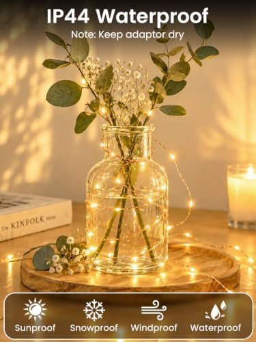 2 Pack Total 198FT 600 LED Fairy Lights with Remote, Plug in Twinkle Lights in Warm, alternate view 3