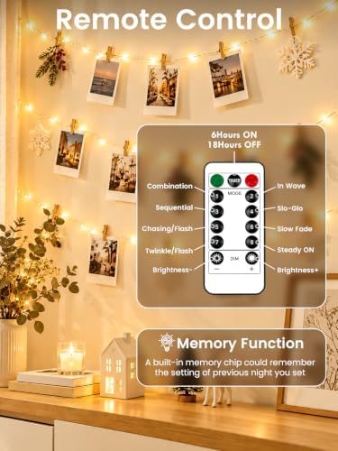 2 Pack Total 198FT 600 LED Fairy Lights with Remote, Plug in Twinkle Lights in Warm, alternate view 5