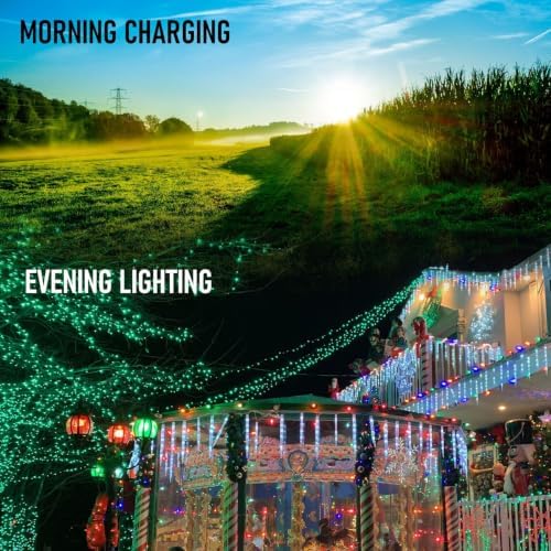 2 Pack Total 400LED 132FT Green Christmas Solar String Outdoor Lights, St. Patrick's Day Solar Powered with 8, alternate view
