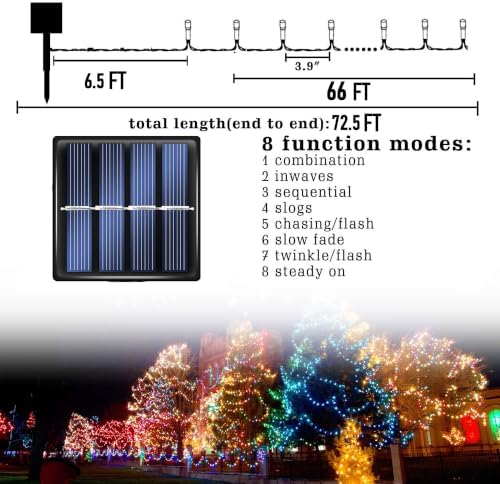 2 Pack Total 400LED 132FT Red Christmas Solar String Outdoor Lights, Solar Powered with 8 Modes Waterproof Fairy, alternate