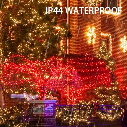 2 Pack Total 400LED 132FT Red Christmas Solar String Outdoor Lights, Solar Powered with 8 Modes Waterproof Fairy, alternate