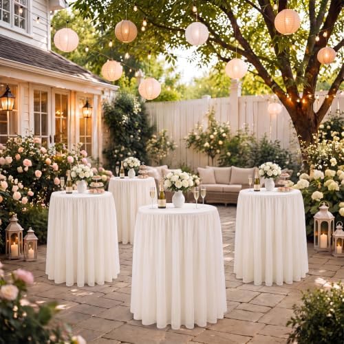 2 Pack Tulle Cocktail Tablecloth with Tutu Skirt, 32 x 43 Inch Ivory in 32 x 43 Inch, alternate view 2