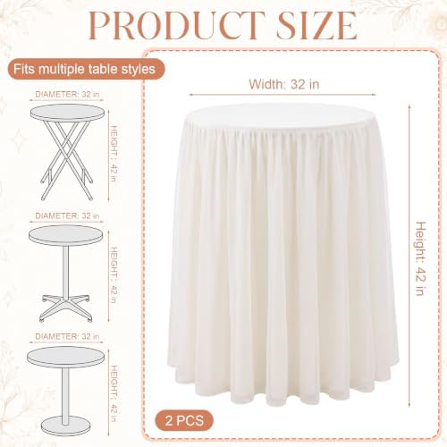 2 Pack Tulle Cocktail Tablecloth with Tutu Skirt, 32 x 43 Inch Ivory in 32 x 43 Inch, alternate view 3