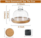 2 Pack Ultra Mini Wooden Base Cake Display Stand with Glass Dome, Cloche Clear Glass Bell Jar Cover for Dessert, alternate