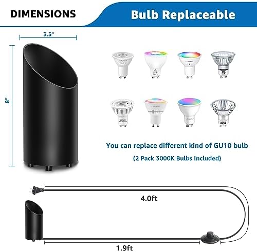 2 Pack Up Lights Indoor Floor Can Light Uplighting Indoor Spotlight with 2700K GU10 Bulb Accent Lighting Floor, alternate