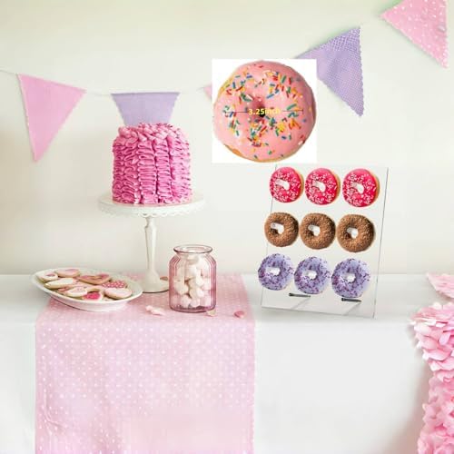 2 Pack Upgraded Donut Wall Display Stand - Clear Acrylic Donut Holder Board with 9 Pillars Rectangular Bagels, alternate view
