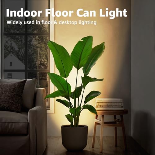 2 Pack Uplighting Indoor Floor Can Light, 5W Up Lights with 2700K LED GU10 Bulbs, Uplights Floor Spot Lights, alternate view