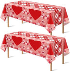 2 Pack Valentines Day Decorations - Valentines Decor - Disposable Plastic Valentines Tablecloth | Valentine