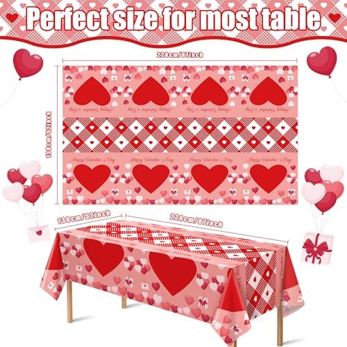 2 Pack Valentines Day Decorations - Valentines Decor - Disposable Plastic Valentines Tablecloth | Valentine, alternate view 3