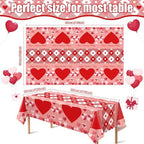 2 Pack Valentines Day Decorations - Valentines Decor - Disposable Plastic Valentines Tablecloth | Valentine, alternate view 3