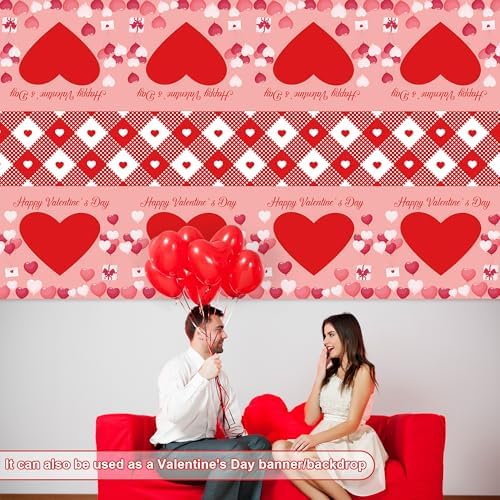 2 Pack Valentines Day Decorations - Valentines Decor - Disposable Plastic Valentines Tablecloth | Valentine, alternate view 7