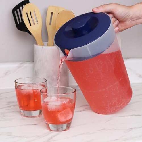 2-Pack Water Pitcher with Lid 1 Gallon Pitcher - Navy in Navy, alternate view 2