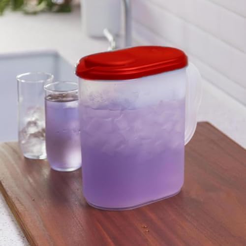 2-Pack Water Pitcher with Lid & Pivot Top Spout 1 Gallon Pitcher - Red in Red, alternate view 3